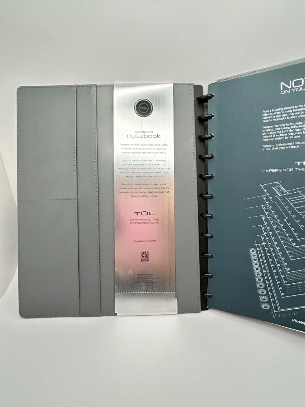 Discbound Gray Leather Letter Notebook with 60 Sheets premium stock paper+ Bonus